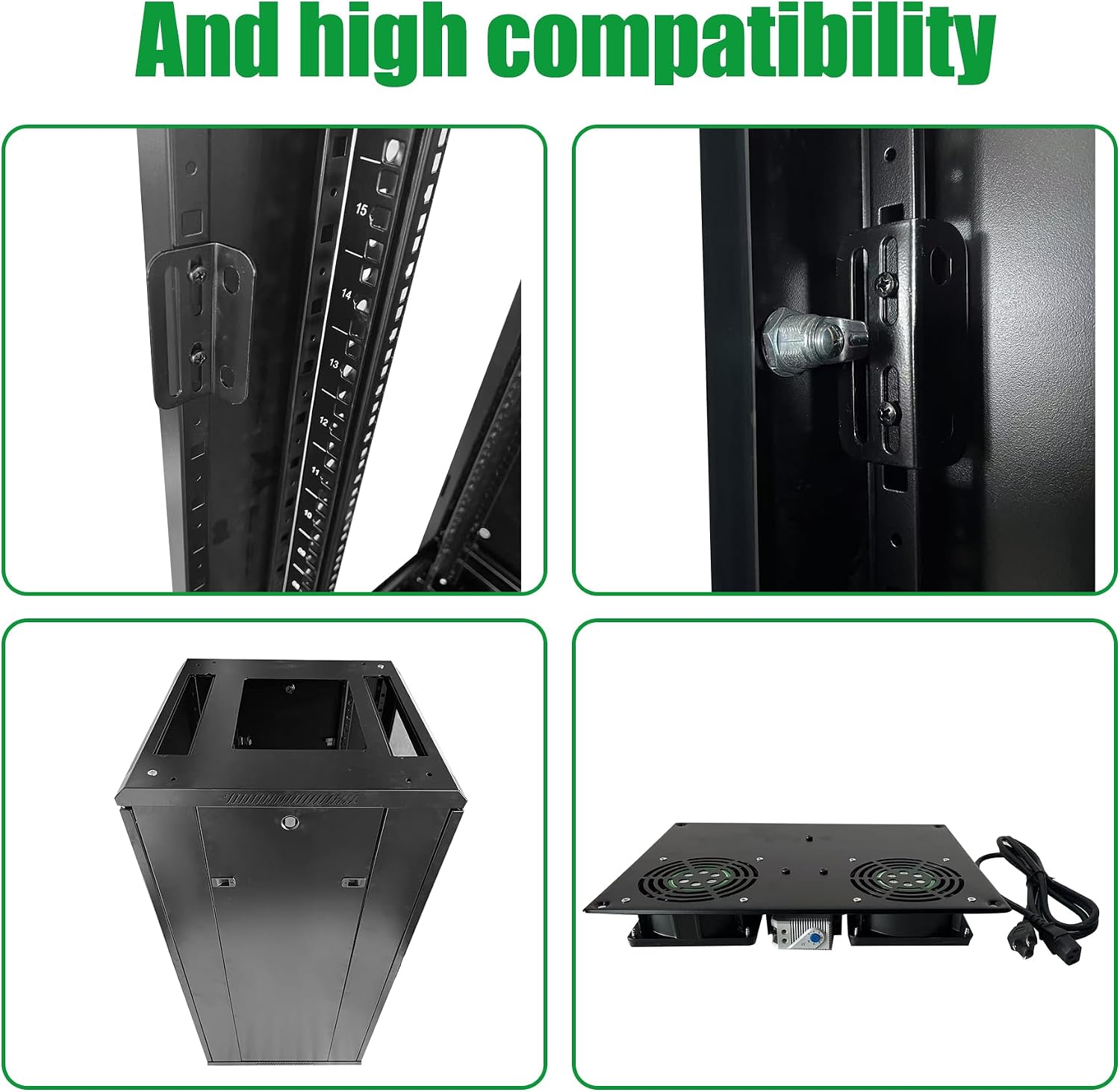 27U Server Cabinet Rack Enclosure,with Caster Wheels 2 Server Temperature Fans Locking Glass Door Removable Side Panels 27U Network Cabinet 22' Installation Depth,Standard 19' Equipment