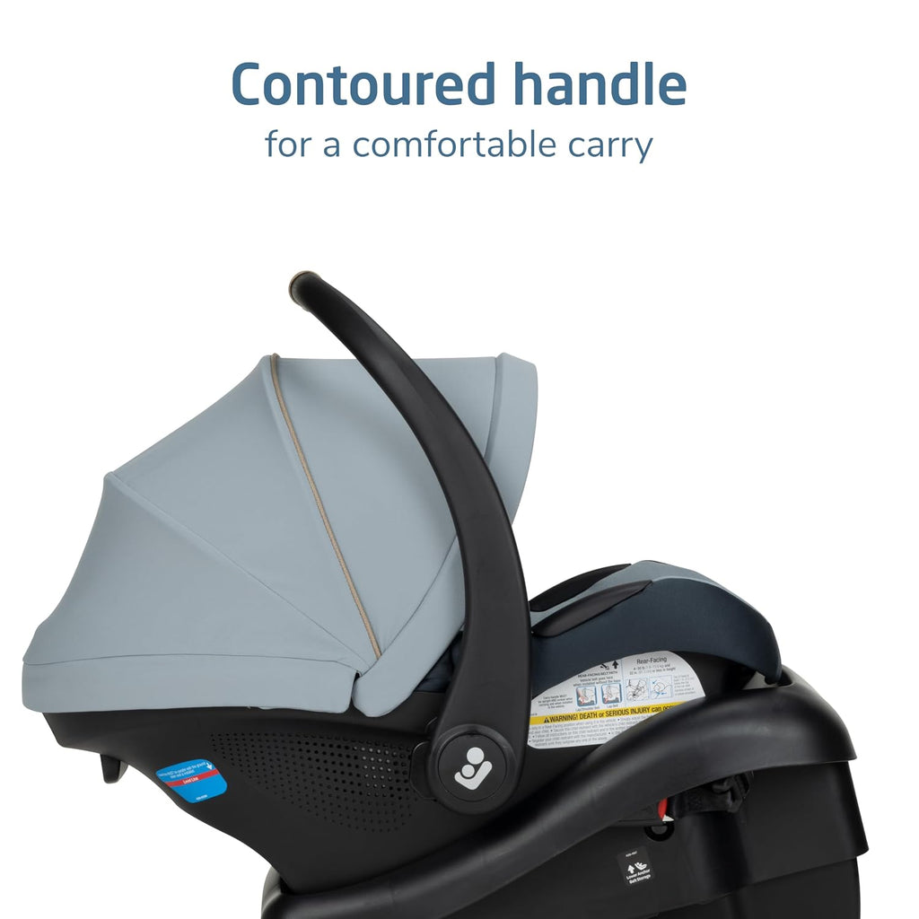 Maxi-Cosi Mico Pro Baby Infant Car Seat, Ventilated Chair Design, Soft Headrest Pad, Easy-Install Latch, Adjustable Belt Guide, 3-Position Base, Stroller-Ready, Fits 4-30 lbs, up to 32 in, Seascape