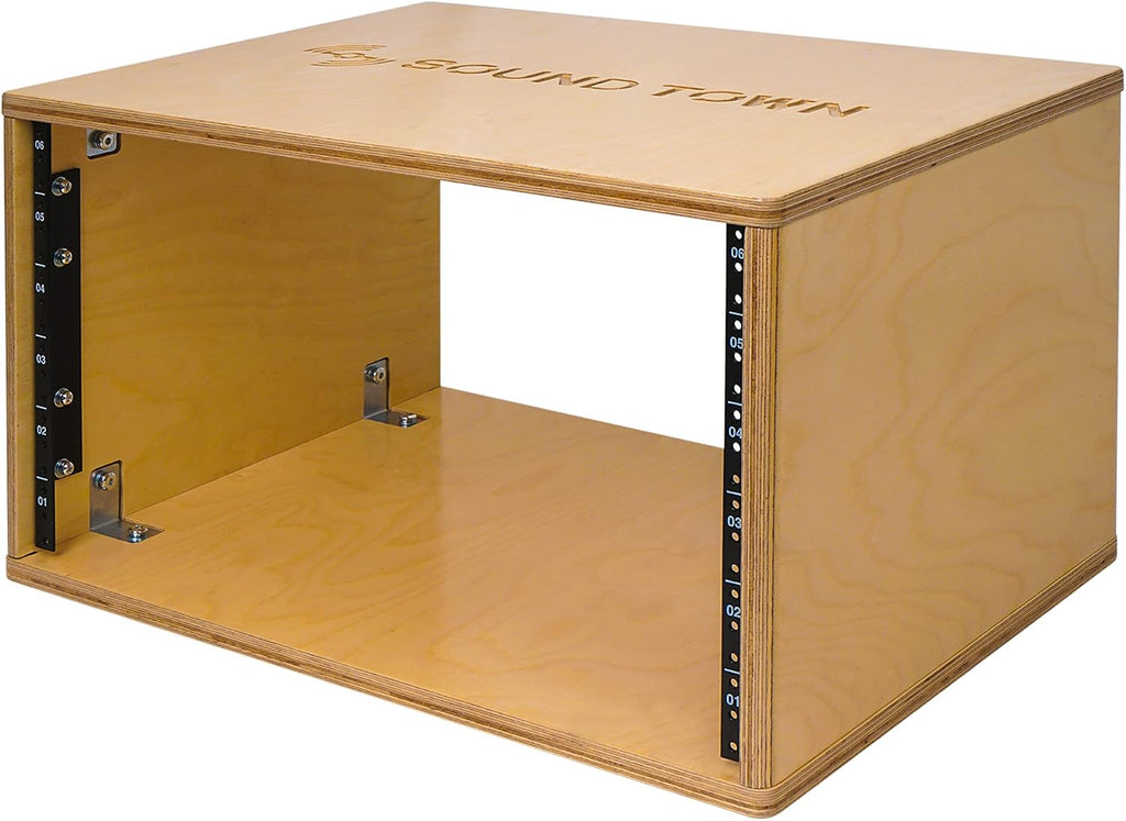 Sound Town DIY 6U Studio Rack with Solid Baltic Birch Plywood, Golden Oak, Assembly Required (SDRK-Y6)