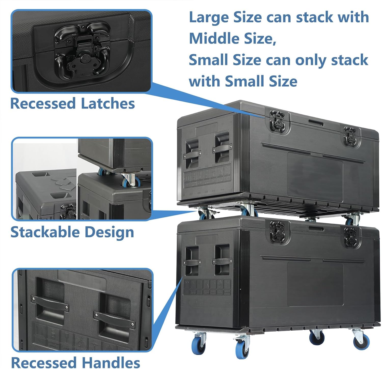 Cable Trunk Road Case with Wheels 44' x 22' x 25' Professional Stackable Heavy Duty ATA Rolling Road Case for DJ Equipment Storage Transport Touring with Casters