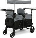 Delta Children - Jeep Aries Stroller Wagon - Premium Wagon for 2 Kids with Convertible Seats, Adjustable Push/Pull Handles, Removable Canopy & Flat Fold - Greenguard Gold Certified, Grey