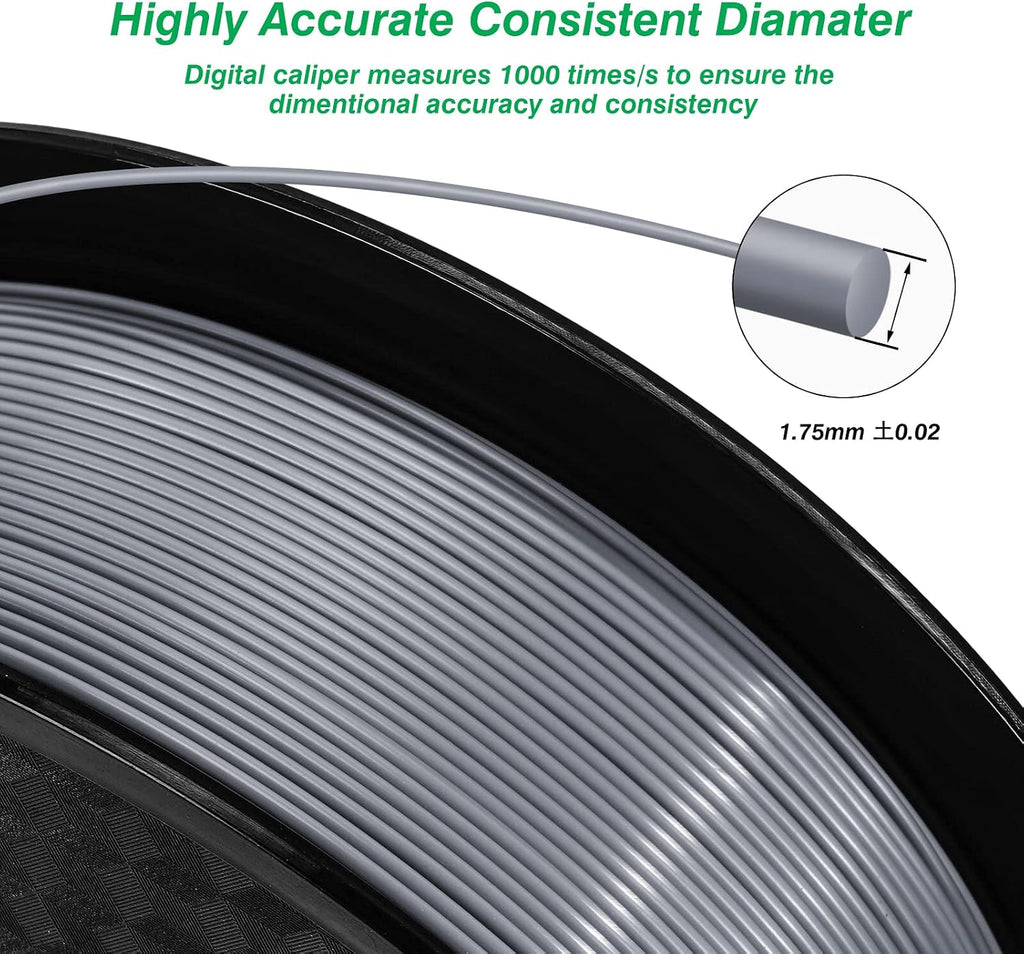 Kingroon PLA 3D Printer Filament, 10 Rolls, Dimensional Accuracy +/- 0.02 mm, 1kg Spool(2.2lbs), 1.75 mm，10KG Ten Colors Black White Grey Red Blue Green Orange Transparent Silver Yellow