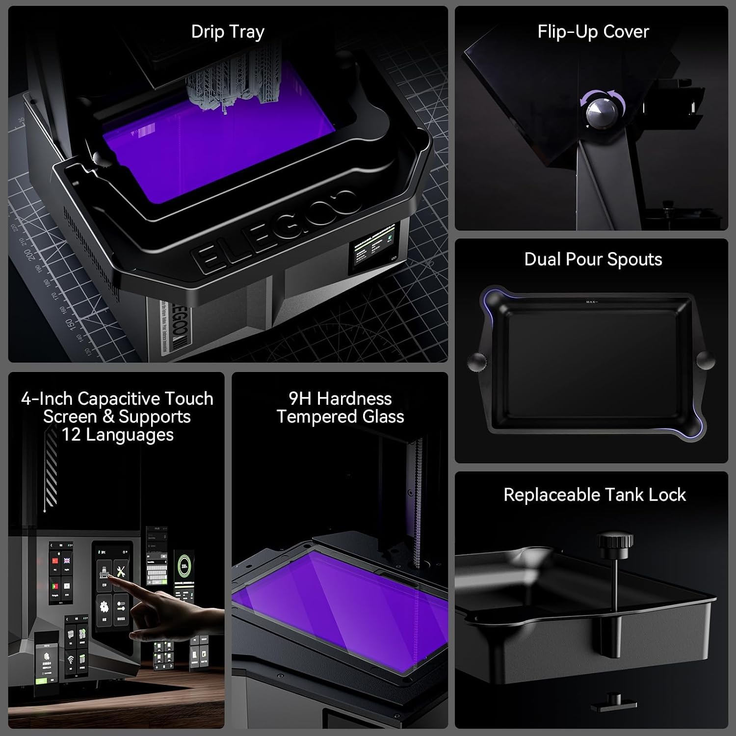 ELEGOO Saturn 4 Ultra 10'12K MSLA 3d Printer, Smart Resin Printer with AI Camera and Mechanical Sensor, 150mm/h Fast Printing, Auto-Leveling, WiFi Cluster Printing, Printing Size 8.62x4.84x8.66 Inches