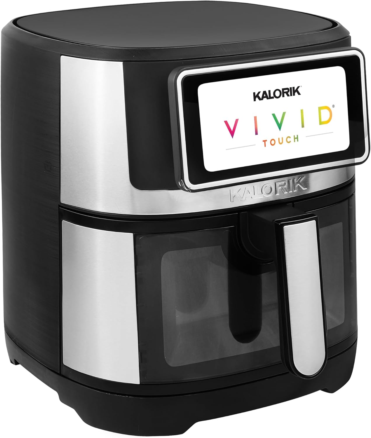 Kalorik Air Fryer VIVID TOUCH Series 5 Quart Capacity with High-Resolution Touchscreen 202 Cooking Presets in 12 Food Categories with View Window, 1500-Watts, Stainless Steel