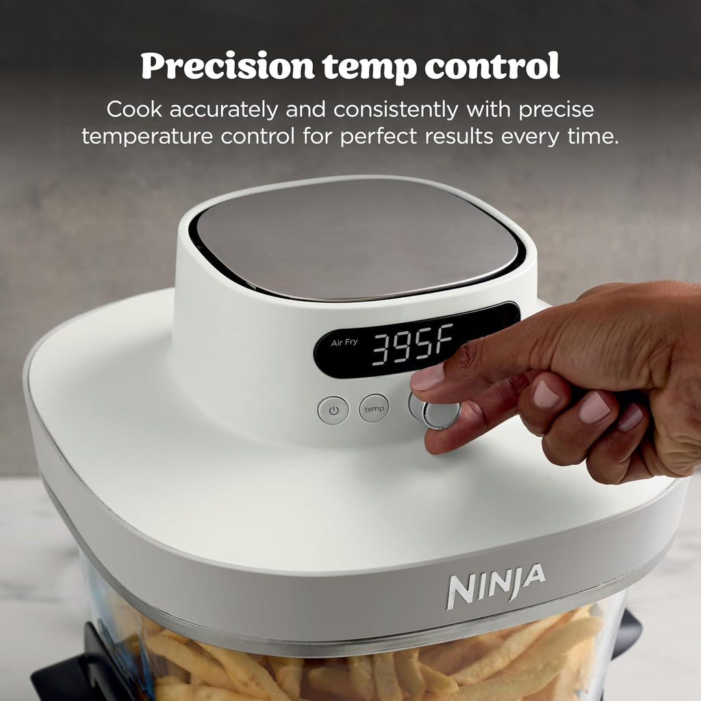 Ninja Crispi Pro 6-in-1 Glass Air Fryer | 450°F, Nontoxic, 6qt & 2.5qt Containers & Lids | Microwave, Freezer, Dishwasher Safe | Max Crisp, Air Fry, Bake, Roast, Recrisp, Dehydrate | Bone | AS101LG