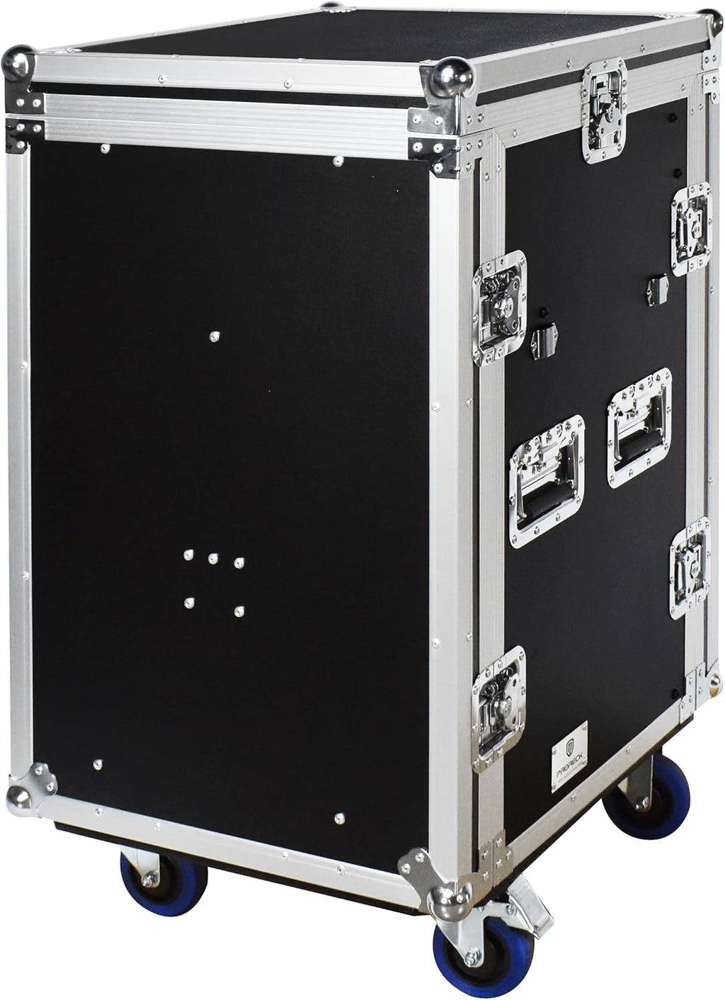 PRORECK 16U Rack/Road Case with Slant Mixer Top, One Side Table and Casters, 20'' Rackable Depth, Plywood, 16U Installation Size, Pro Stage Performance
