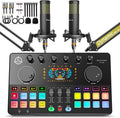 Podcast Equipment Bundle for 2, Audio Mixer with XLR Dynamic Microphone, Voice Change,RGB for Vocal Recording Podcasting,Streaming Singing TikTok, PC, Smartphone COMMANDER M100 3rd