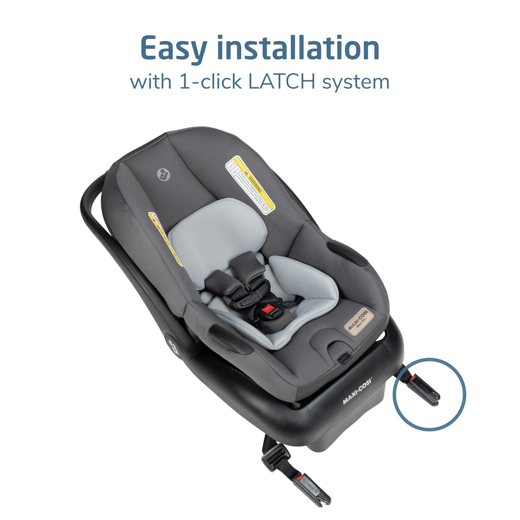 Maxi-Cosi Mico Pro Infant Car Seat, Baby Travel Seat with Adjustable Base, Stroller-Ready, Easy-Install Latch, Lightweight Design, Fits 4–30 lbs, Sea Salt