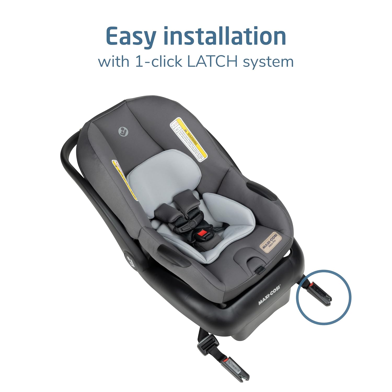 Maxi-Cosi Mico Pro Infant Car Seat, Baby Travel Seat with Adjustable Base, Stroller-Ready, Easy-Install Latch, Lightweight Design, Fits 4–30 lbs, Sea Salt