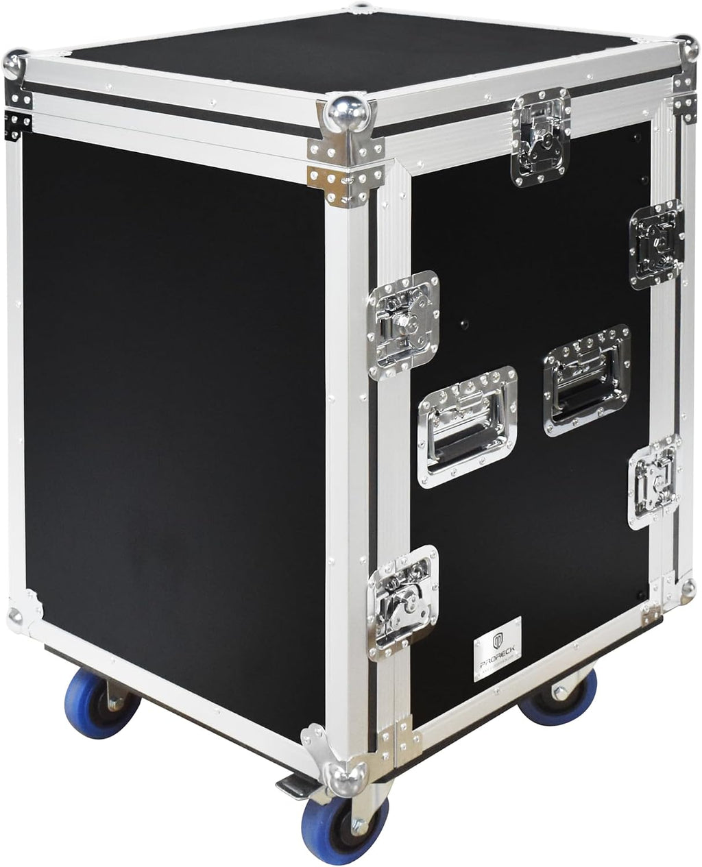 PRORECK 14U Rack/Road Case With Slant Mixer Top, One Side Table And Casters, 20'' Rackable Depth, Plywood, 14U Installation Size, Pro Stage Performance.