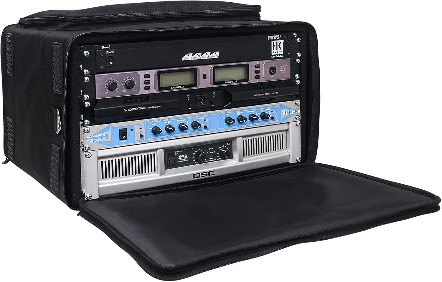 Sound Town Portable 6U Rack Bag, Soft Rack Case with 14' Rackable Depth, Plywood Rack Frame, Shoulder Strap, Accessory Pocket (STRB-616B)