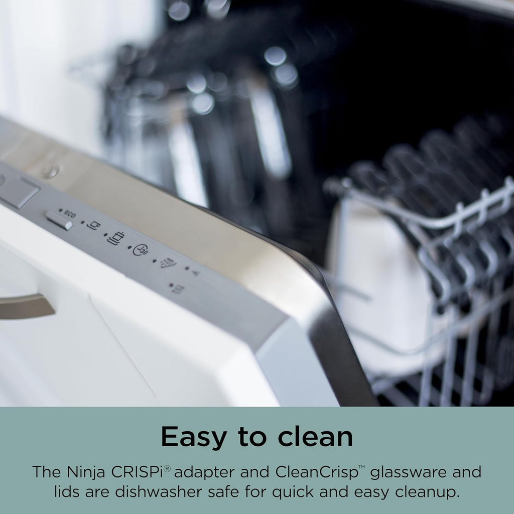Ninja Crispi 4-in-1 Glass Air Fryer | 450°F | Non-Toxic | 4QT & 6-Cup Glass Containers w/Lids | Microwave, Freezer, Dishwasher Safe | Max Crisp, Air Fry, Bake, Recrisp | Mint | FN101MT
