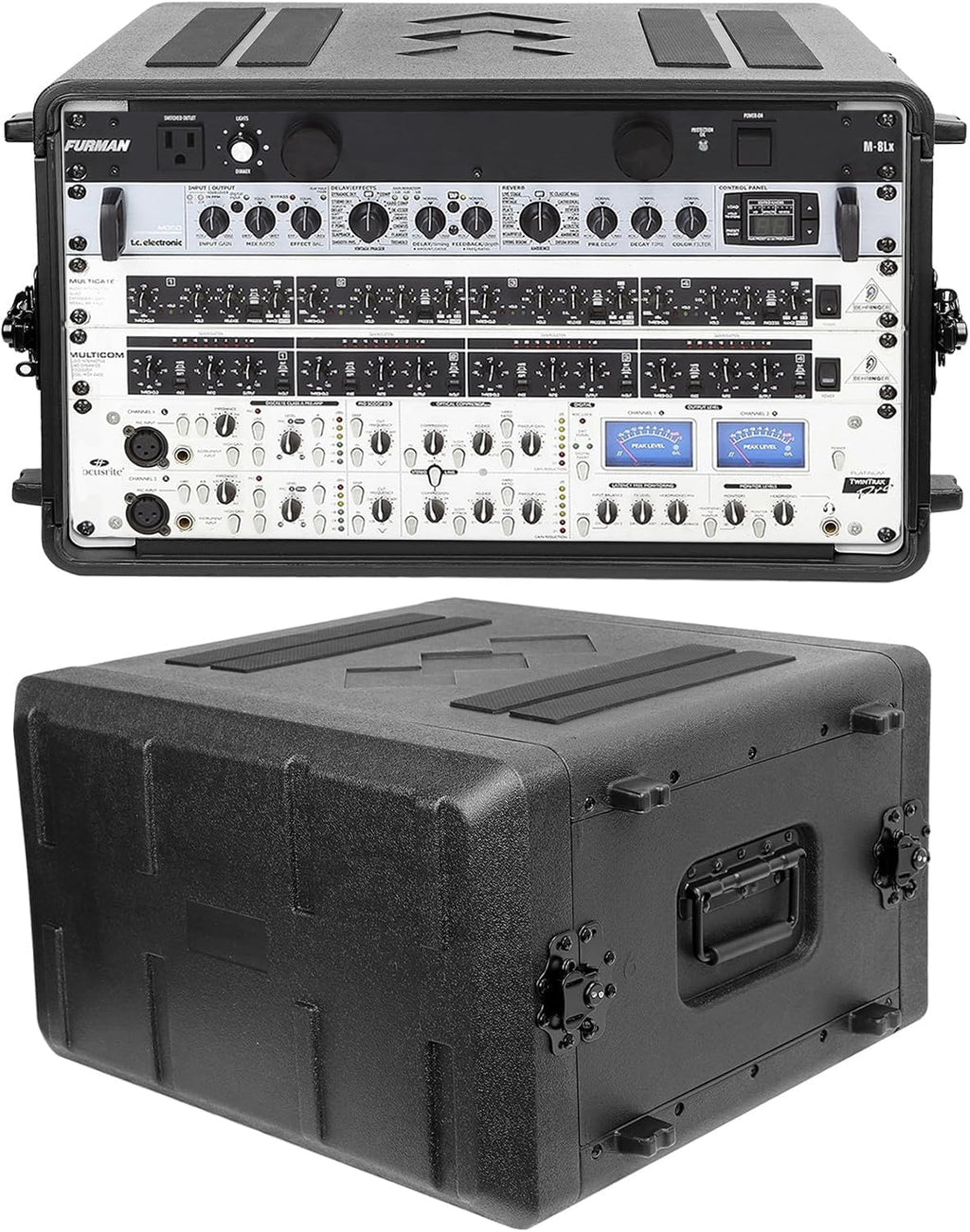 Diandian 6U Rack Case Shallow 16' Depth, 19' Rackmount Flight Case, Watertight Dust-Proof, Shock Mount for Amplifier, Pro Audio, DJ Mixer, Effects with Microphone Compartments