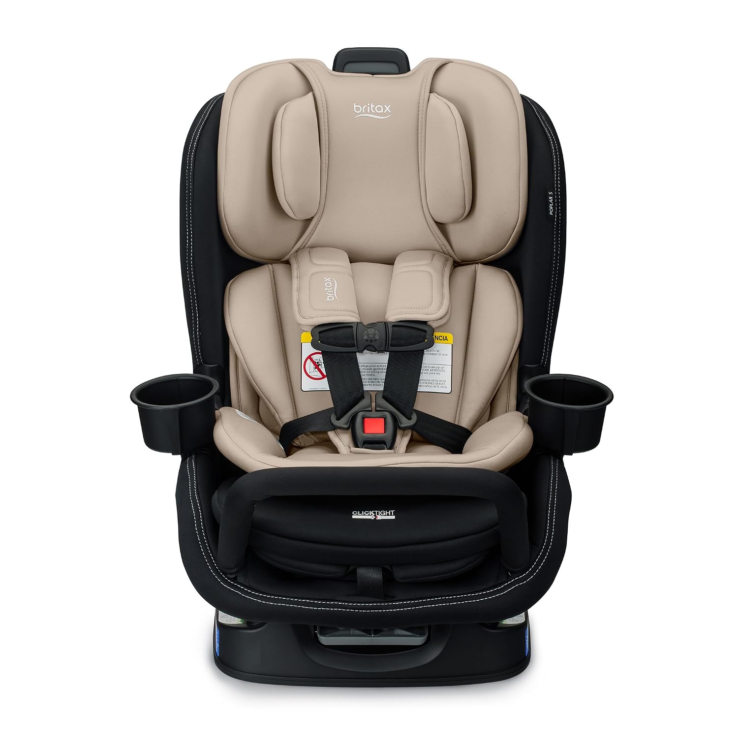 Britax Poplar S Convertible Car Seat, 2-in-1 Car Seat with Slim 17-Inch Design, ClickTight Technology, Sand Onyx