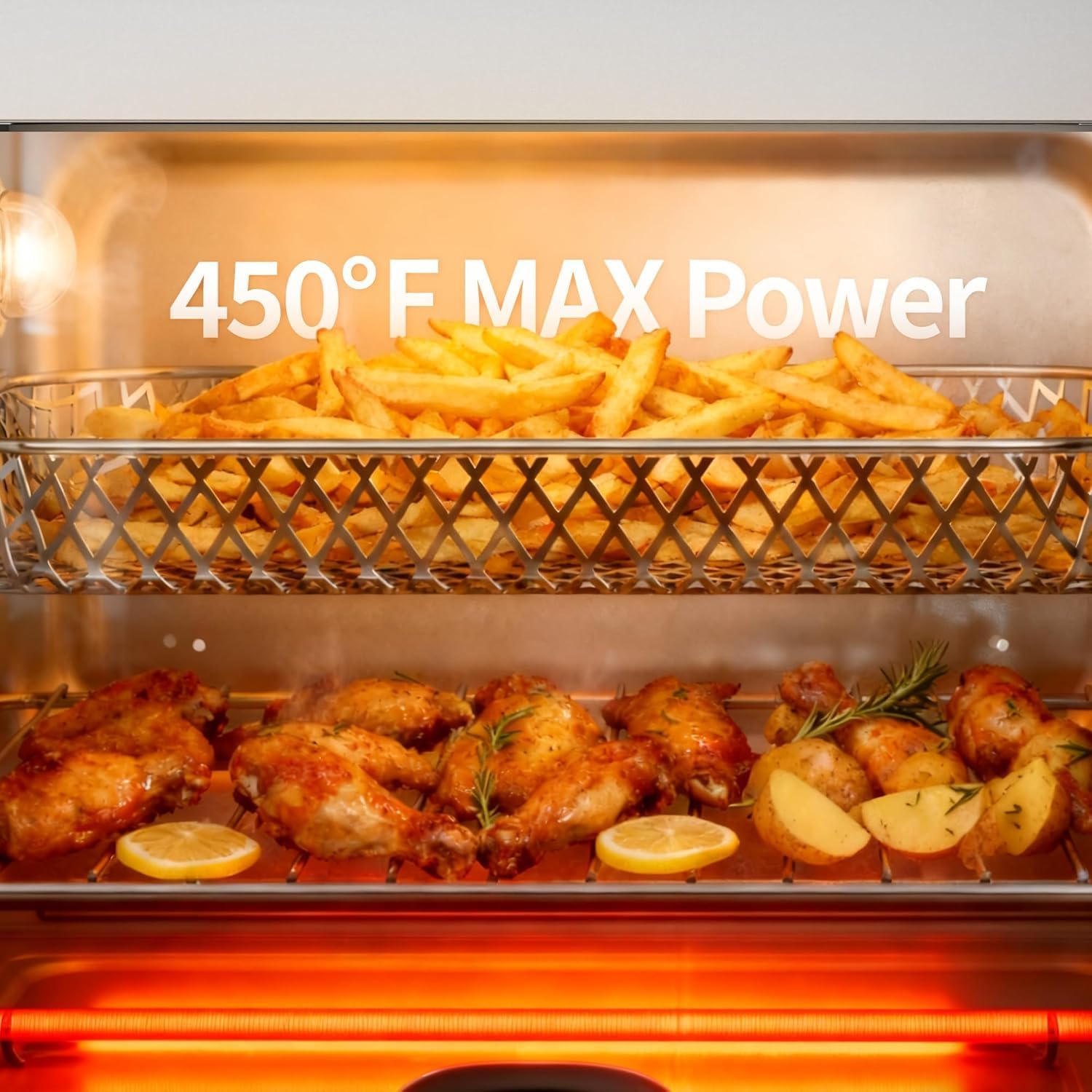 Electactic 18QT Air Fryer Toaster Oven Combo,12-in-1 Large Convection Airfryer Oven with 60-Minute Timer,70–450℉ Temperature Control,Roast & Broil, Fits 8-10″ Pizza(Black)