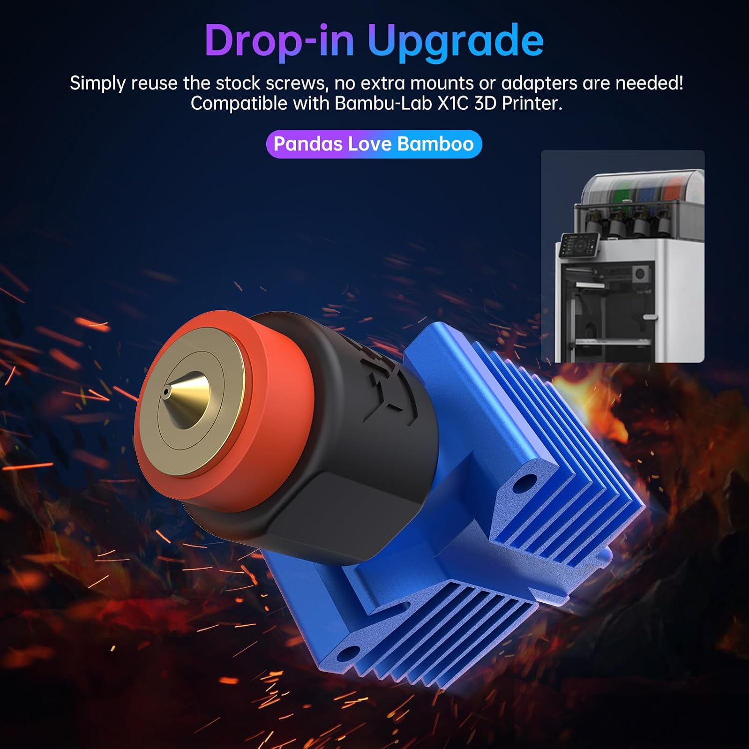 BIQU E3D Panda Revo Hotend Compatible with Bambu-Lab X1C, with E3D Rapid Change Revo Nozzle