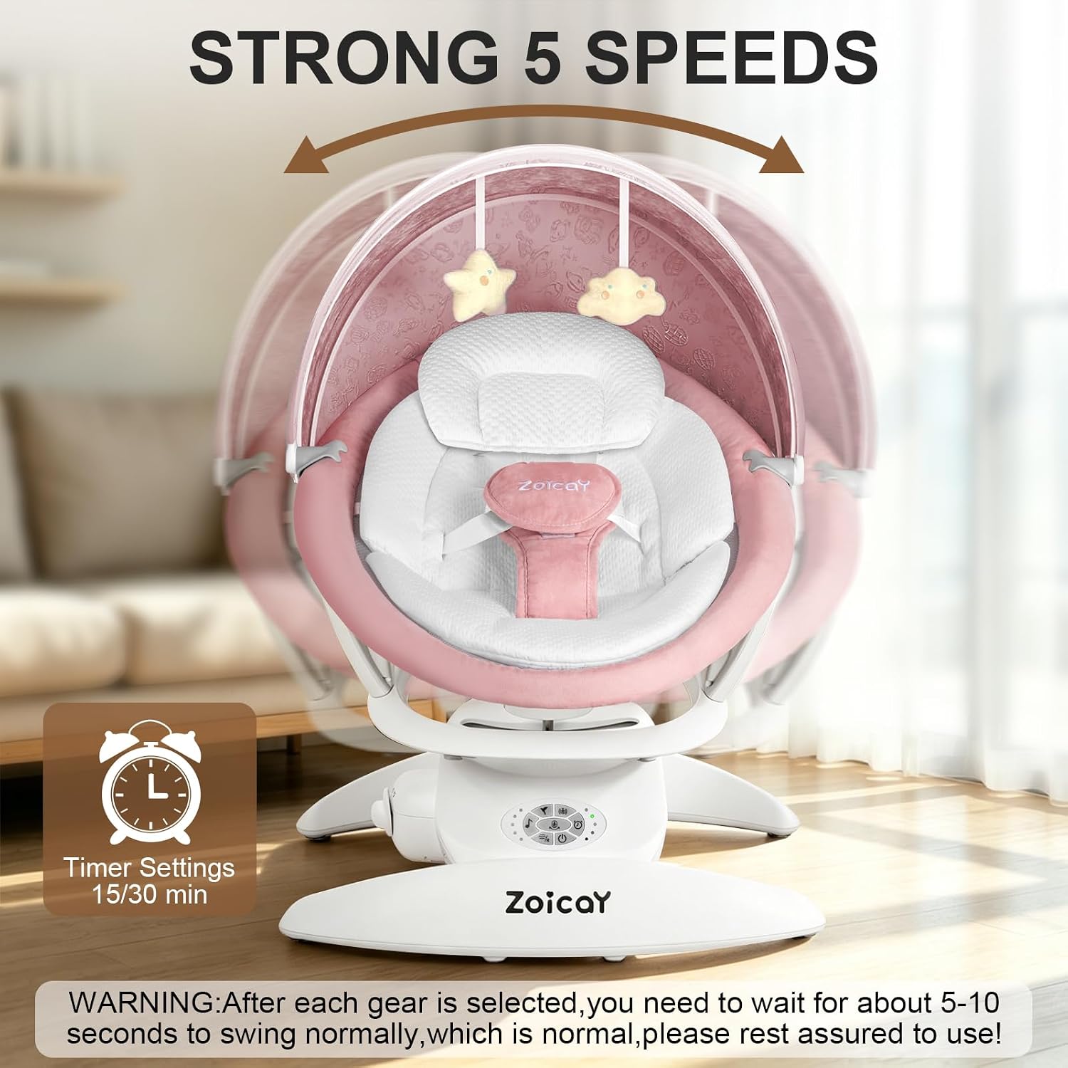 3-in-1 Baby Swing for Infants to Toddler, Infant Swing with 5 Speeds & 3 Swing Modes, 12 Melodies, Electric Swing for Baby, Up to 25 lbs, Pink