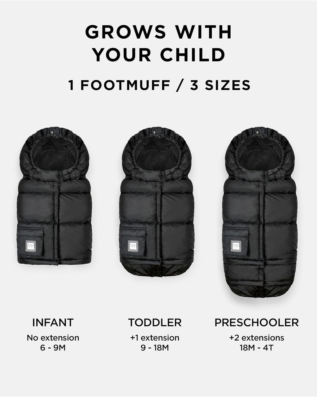 7AM Enfant Stroller Blanket 212 - Adjustable Baby Car Seat Zipped Blanket for Babies Winter, Unisex Multi Purpose Fleece Lined Warm Hooded Toddler Footmuff Water Repellent | (6M - 4T)