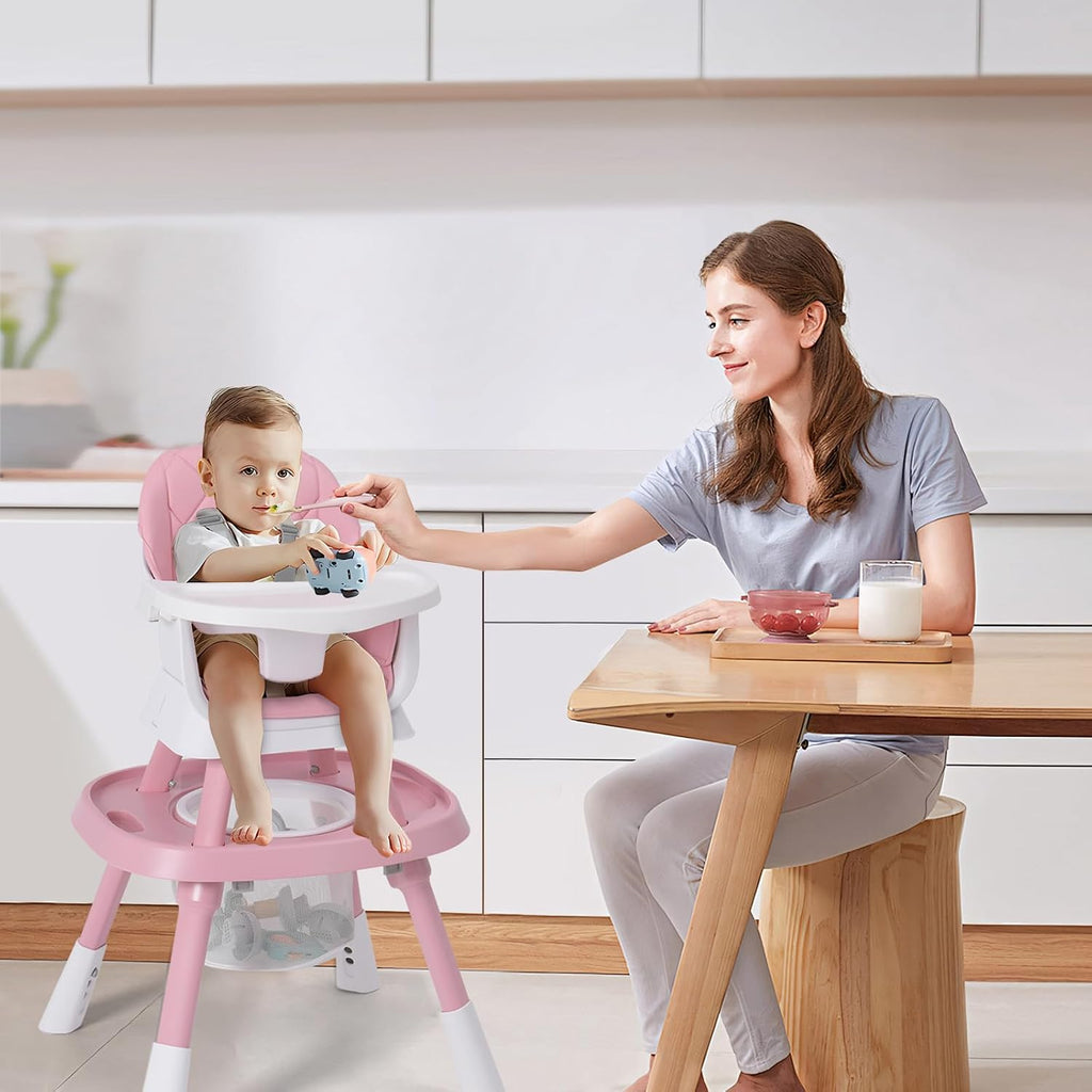 Babyliebe 15-in-1 Baby High Chair, Convertible Highchair for Babies and Toddlers with Activity Center, Booster Seat, Building Block Table, Toddler Chair with Safety Harness, Removable Tray (Pink)