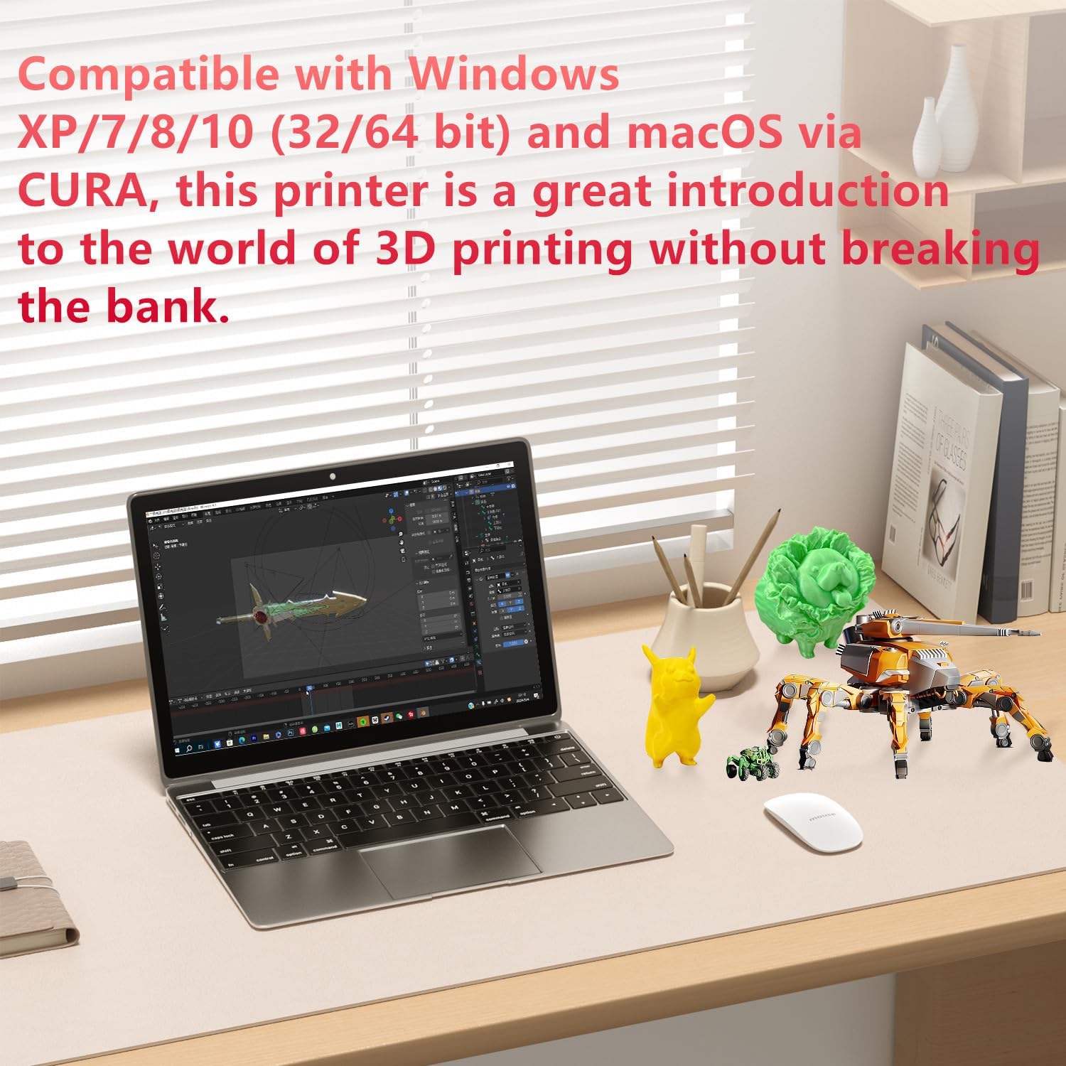Mini 3D Printer for Beginners with 8 Colors PLA Filament, Portable FDM Printer Kit, Easy to Use, Compact Desktop 3D Printing Machine with USB/TF Card, 0.4mm Nozzle, G-Code Compatible