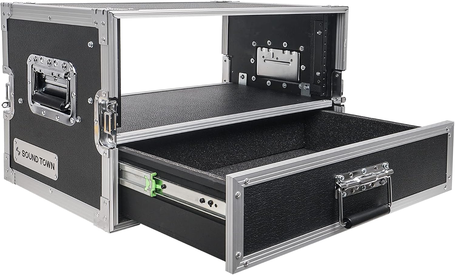 Sound Town 4U Rack Case with 2U Rack Drawer for 19' Amps/Mixers/Microphone Receivers (STRC-4U2DR)