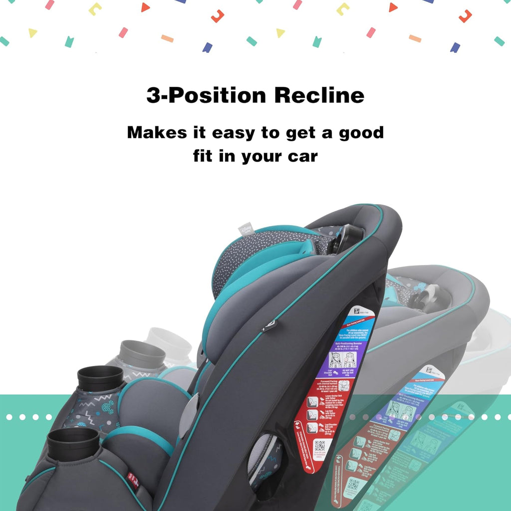 Disney Grow and Go Convertible Car Seat, Rear Facing 5-40 pounds, Forward Facing 30-65 pounds, Booster 40-100 lbs, Convert from Infant to Toddler, Mickey Sprinkle