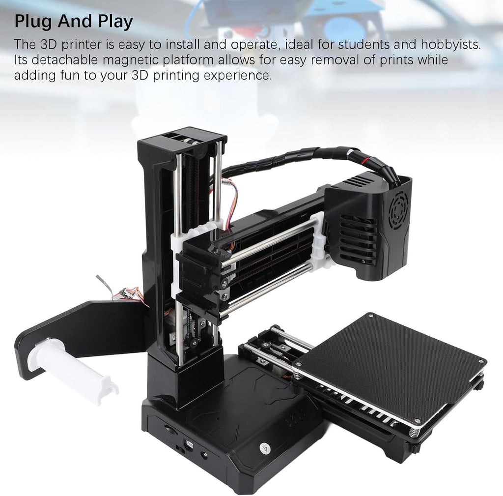 Small 3D Printer with Detachable Magnetic Print Platform, Open Frame, 230°C Direct Extruder, DIY Enthusiasts, for 7 8 10 System, Printing Size 100x100x100mm (US)