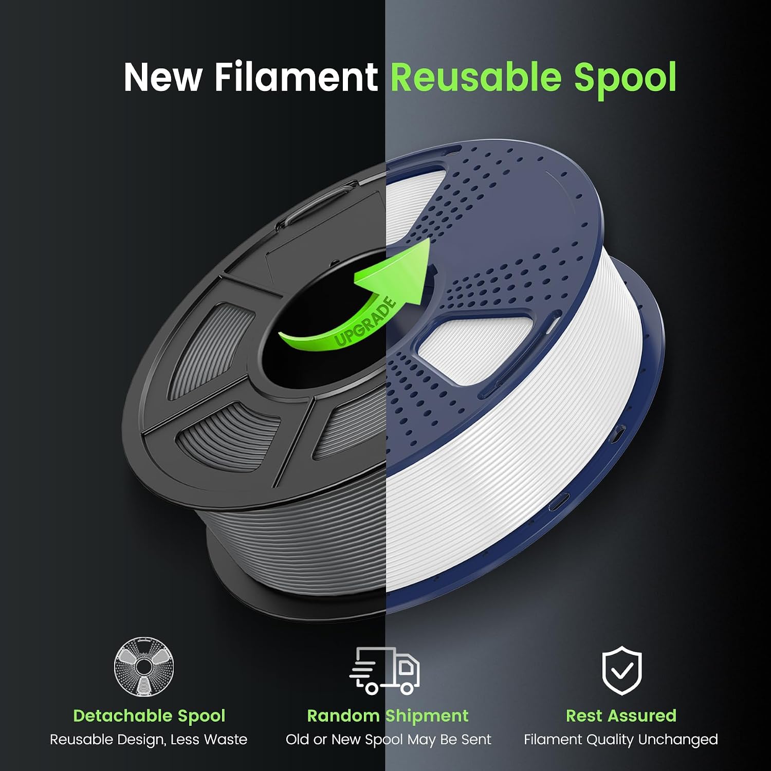 SUNLU 3D Printer Filament Bundle, PLA Plus Filament 10KG 1.75mm, Neatly Wound Filament for Most 3D Printer, 10 Colors, 1kg Spool, Black+White+Grey+Green+Blue+Grassgreen+Bluegrey+Pureyellow+Red+Orange
