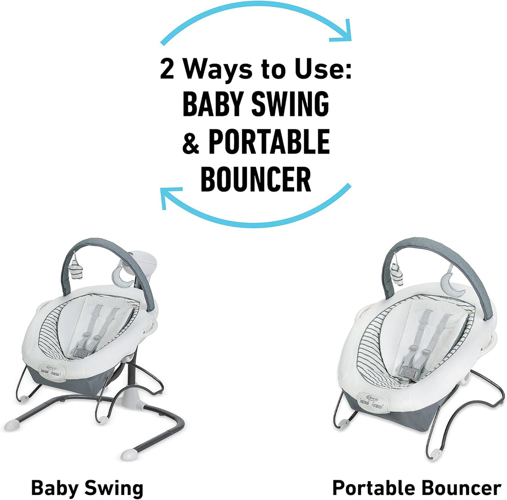 Graco Soothe 'n Sway LX Portable Baby Swing and Baby Bouncer Bouncer, Multi Direction Seat, 2 Speed Vibration, Derby
