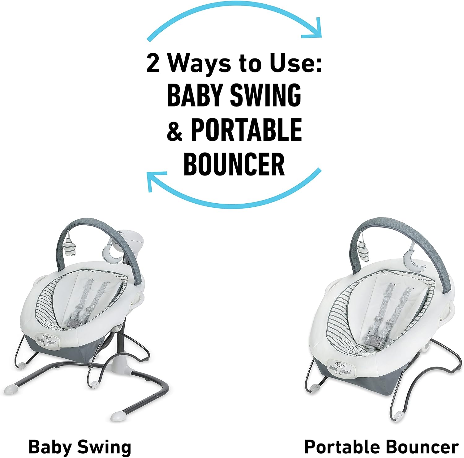Graco Soothe 'n Sway LX Portable Baby Swing and Baby Bouncer Bouncer, Multi Direction Seat, 2 Speed Vibration, Derby