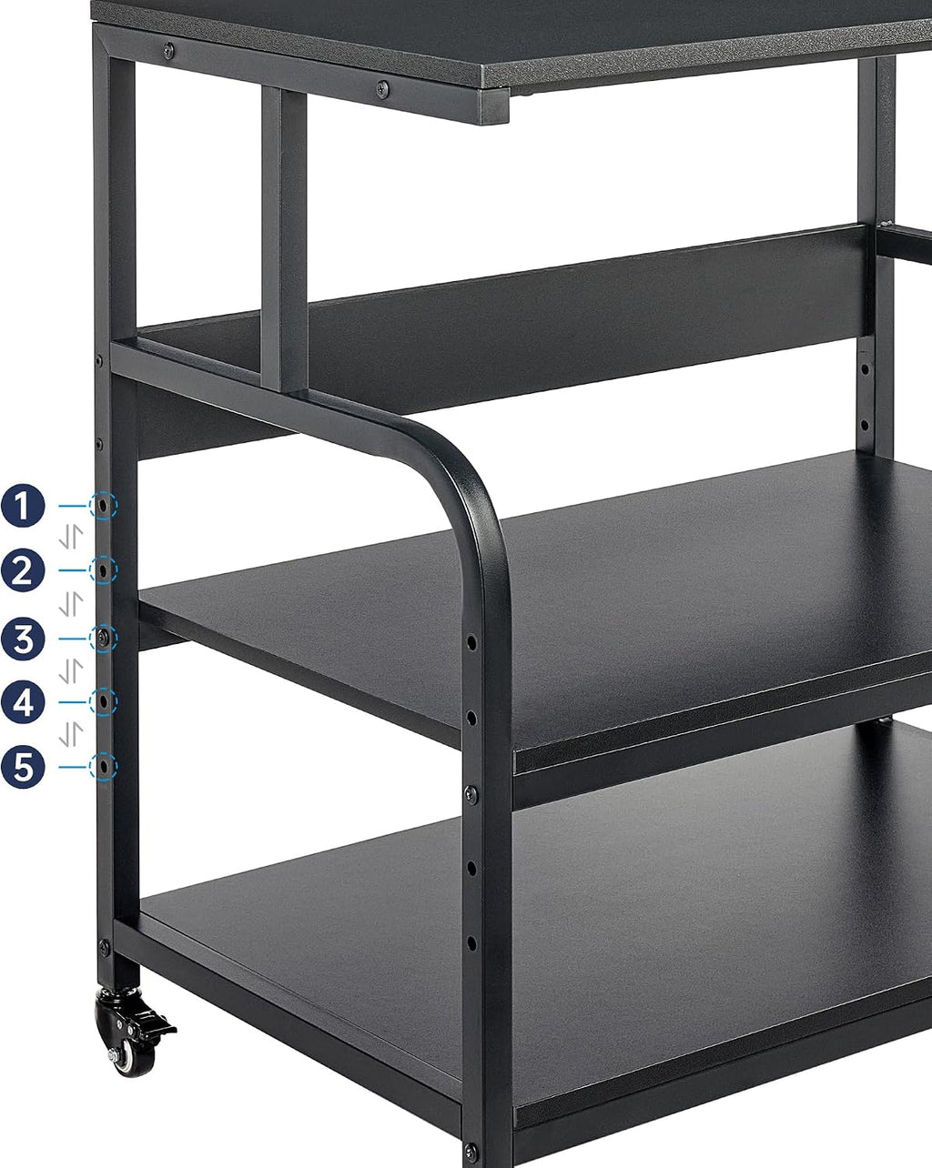 Fannova 32.3' x 18.9' Extra Large Printer Stand Table with Adjustable Storage Shelf, 3 Tier Rolling Printer Cart with Industrial Wheels for Home Office, Black