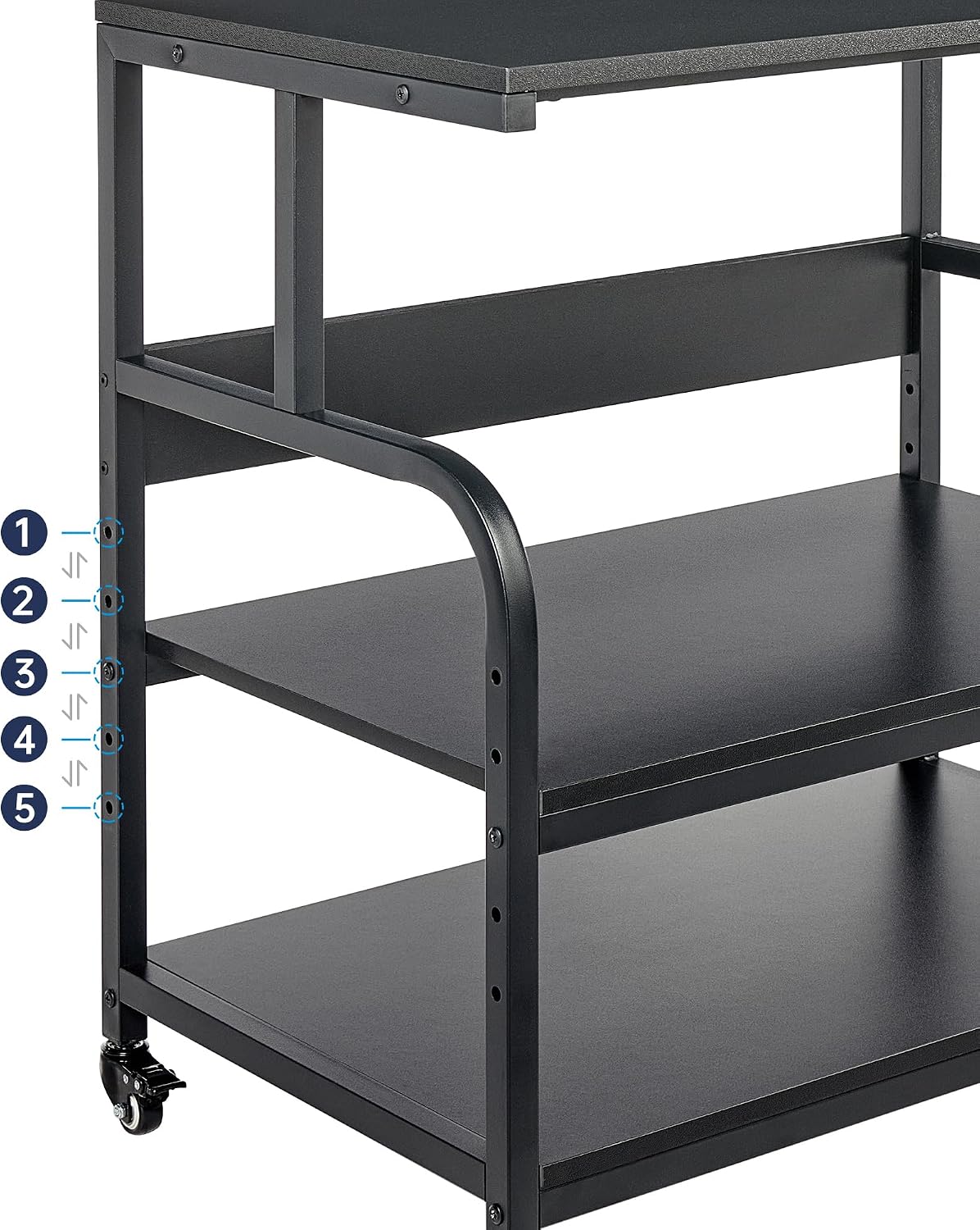 Fannova 32.3' x 18.9' Extra Large Printer Stand Table with Adjustable Storage Shelf, 3 Tier Rolling Printer Cart with Industrial Wheels for Home Office, Black