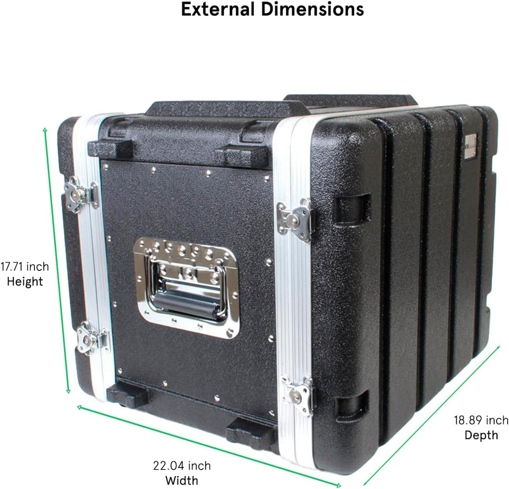 19' Rackmount Flight Case, 12' Depth, Stackable, ABS, Aluminum and Steel Construction (8U)
