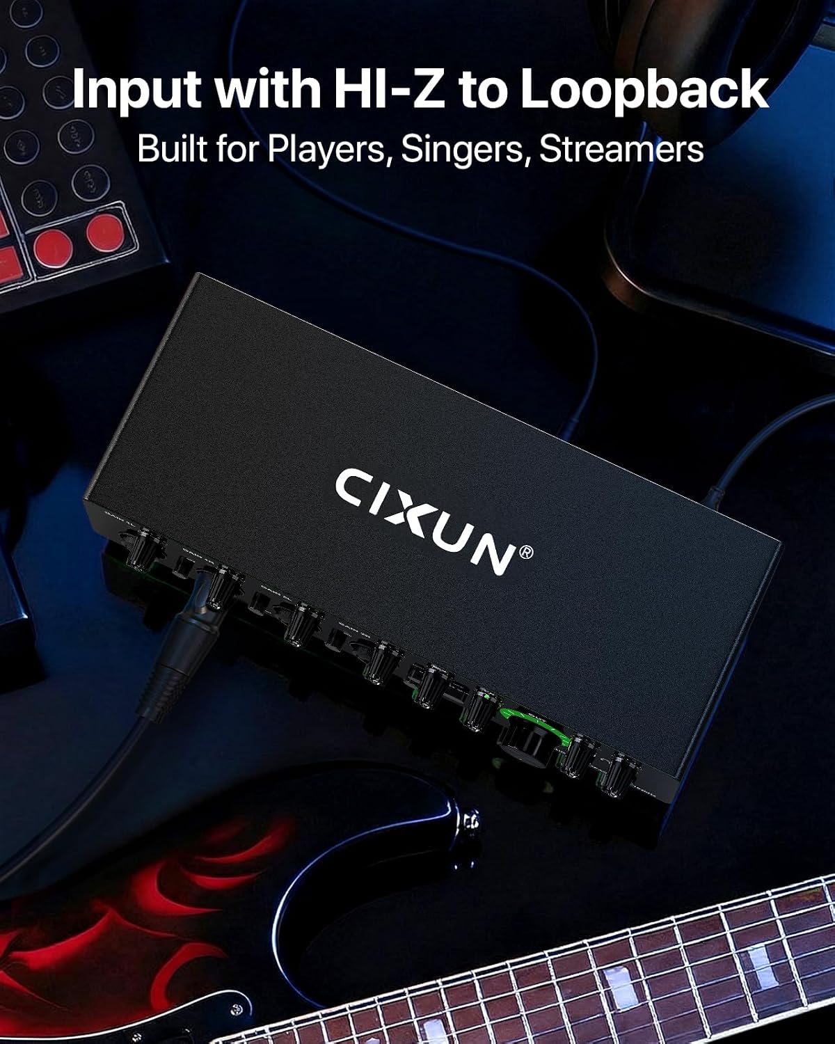 4x4 USB-C Audio Interface for PC & Mac - 24-bit/192kHz Studio Recording, 4 Combo Inputs (XLR/TRS), 4 TRS Outputs, 48V Phantom Power, FX Effects for Podcast/Streaming (Matte Black)
