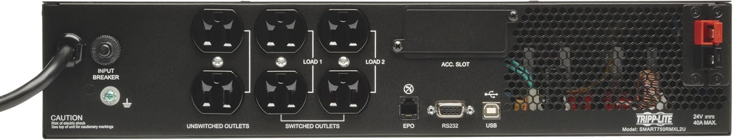 Eaton Tripp Lite Series SMART750RMXL2U 750VA Rack Mount UPS Battery Backup, Pure Sine Wave, 750W, Extended Run & Network Card Option, 8 Outlets, 120V, AVR, Uninterruptible Power Supply