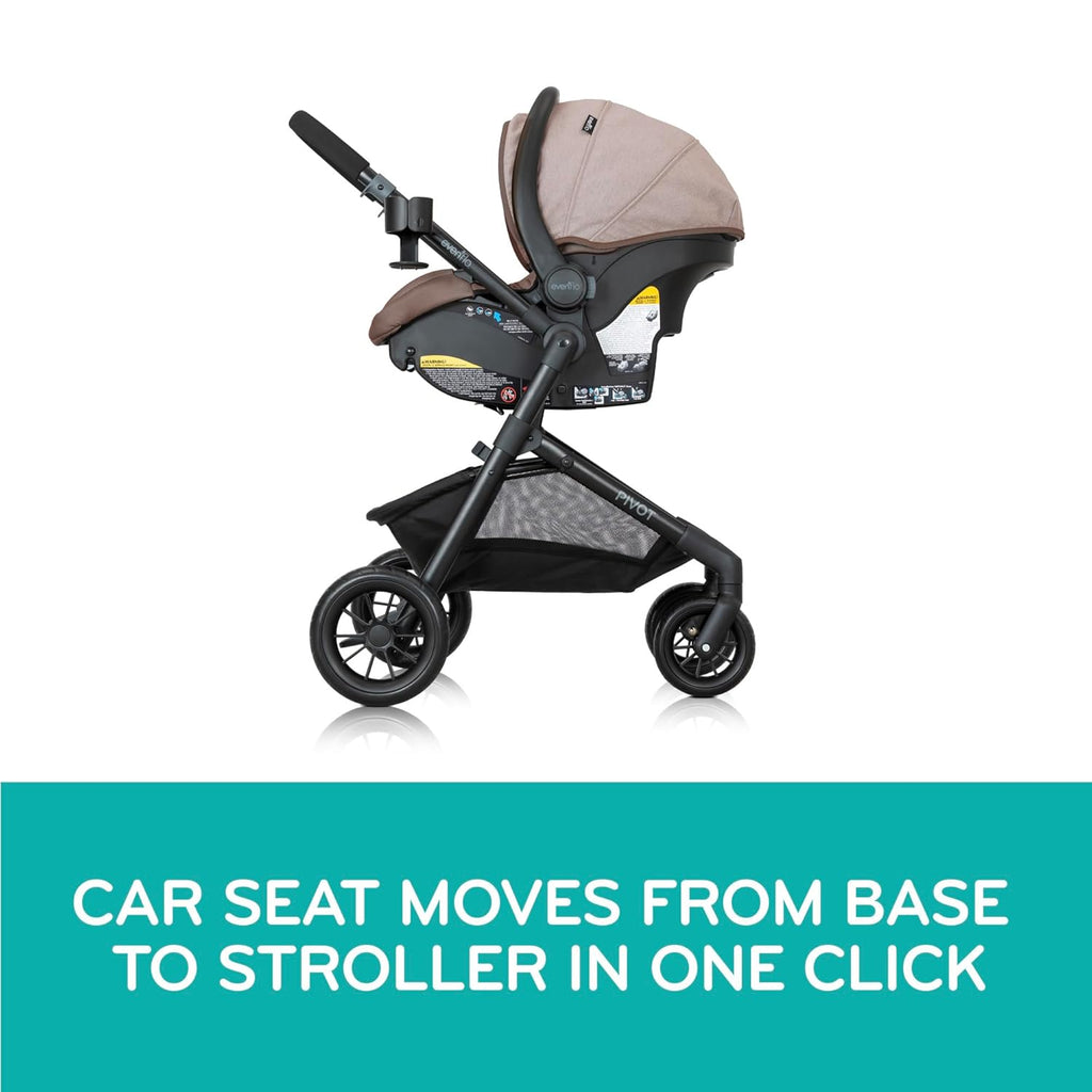Evenflo Pivot Modular Travel System with LiteMax Preemie and Infant Car Seat (Dusty Rose Pink)