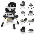 INFANS 9 in 1 High Chair, Convertible Baby Highchair for Babies and Toddlers, Table and Chair Set Building Block Infant Dining Booster Seat, Kids Stool with Activity Children Play Kitchen (Black)