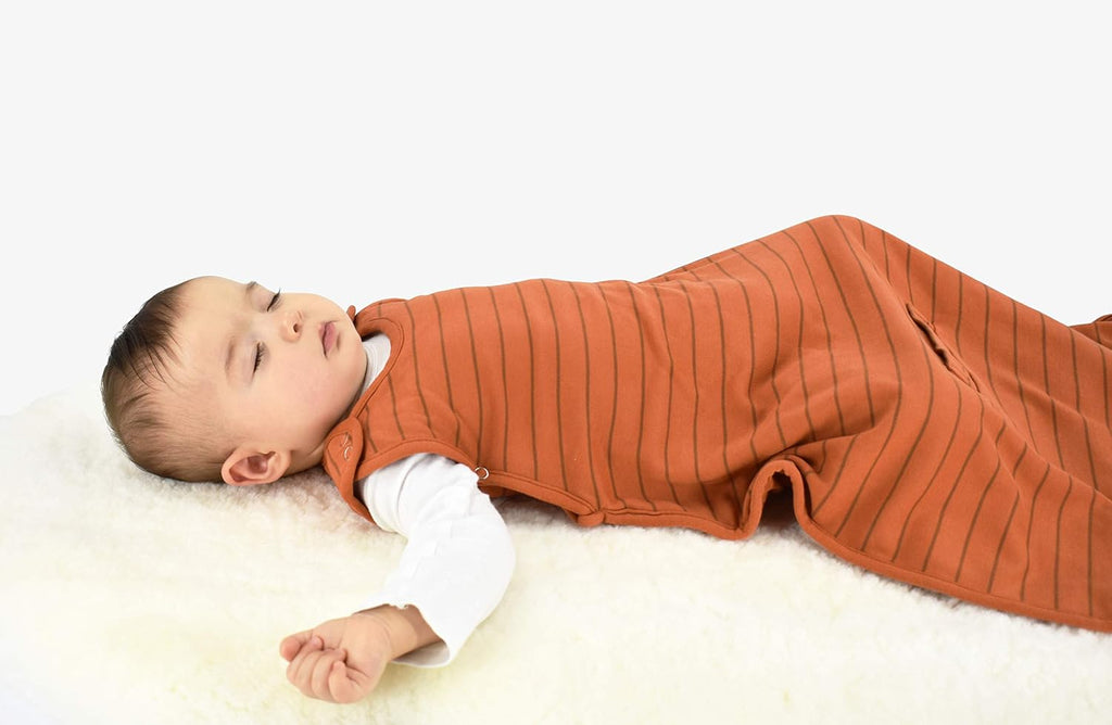 Woolino 4 Season Ultimate Baby Sleeping Bag - Merino Wool and Organic Cotton - Universal Size Adjustable Sleep Sack for Baby - Two-Way Zipper Sleeping Bag (2-24 Months) - Rust