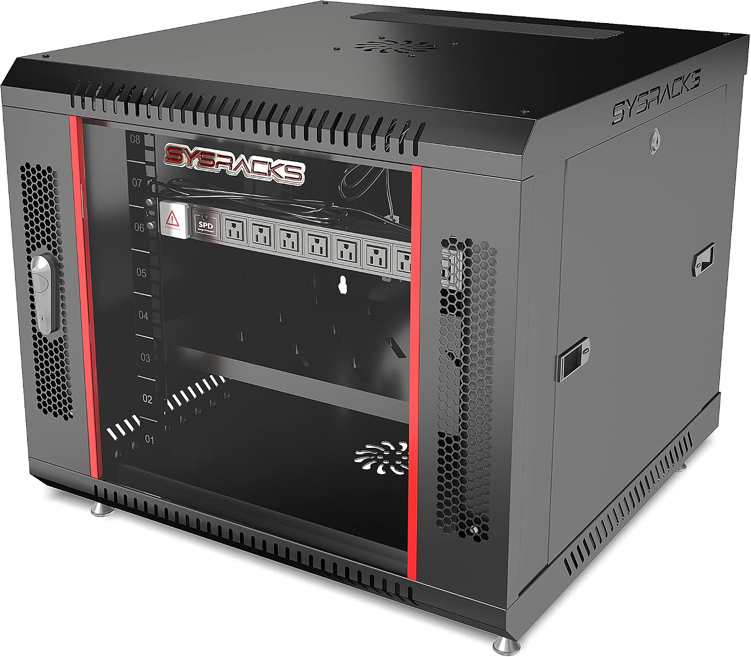 9U Wall Mount Home Lab Server Rack – 19' Locking Network Cabinet, 18' Deep Router & AV Rack with Fan, PDU and Shelf for NAS, Switches and Home Network Equipment