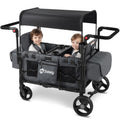 Sekey Wagon Stroller for 2 Kids, Luxury 4-in-1 Stroller Wagon - Premium Quality with Convertible Seats, Adjustable Push Handles, Removable Canopy, Snack Tray & Cooler, US Certified