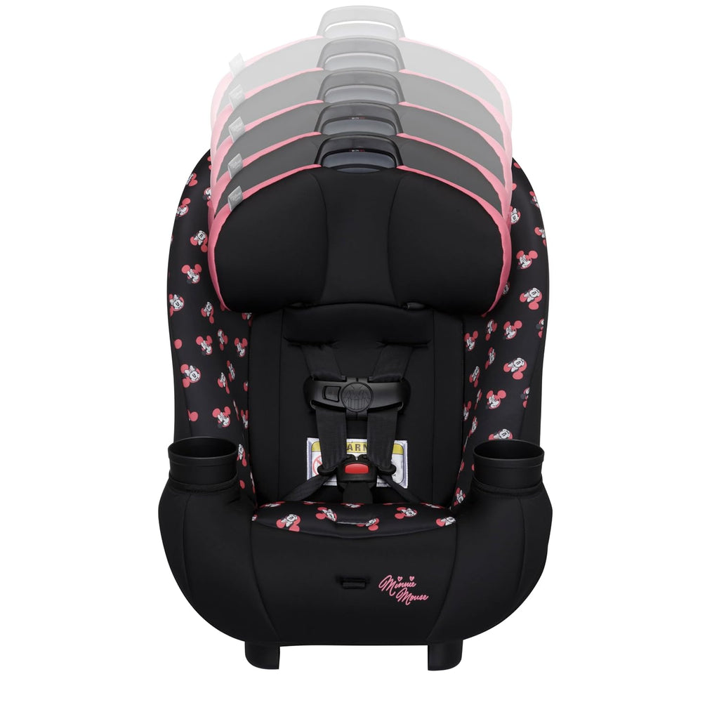 Disney Baby Ellaris 3-in-1 Convertible Car Seat, Slim Fit Design, Rear & Forward-Facing, 5-Position Headrest, 3-Across Fit, Travel-Friendly with Machine-Washable Seat Pad, Minnie Charm