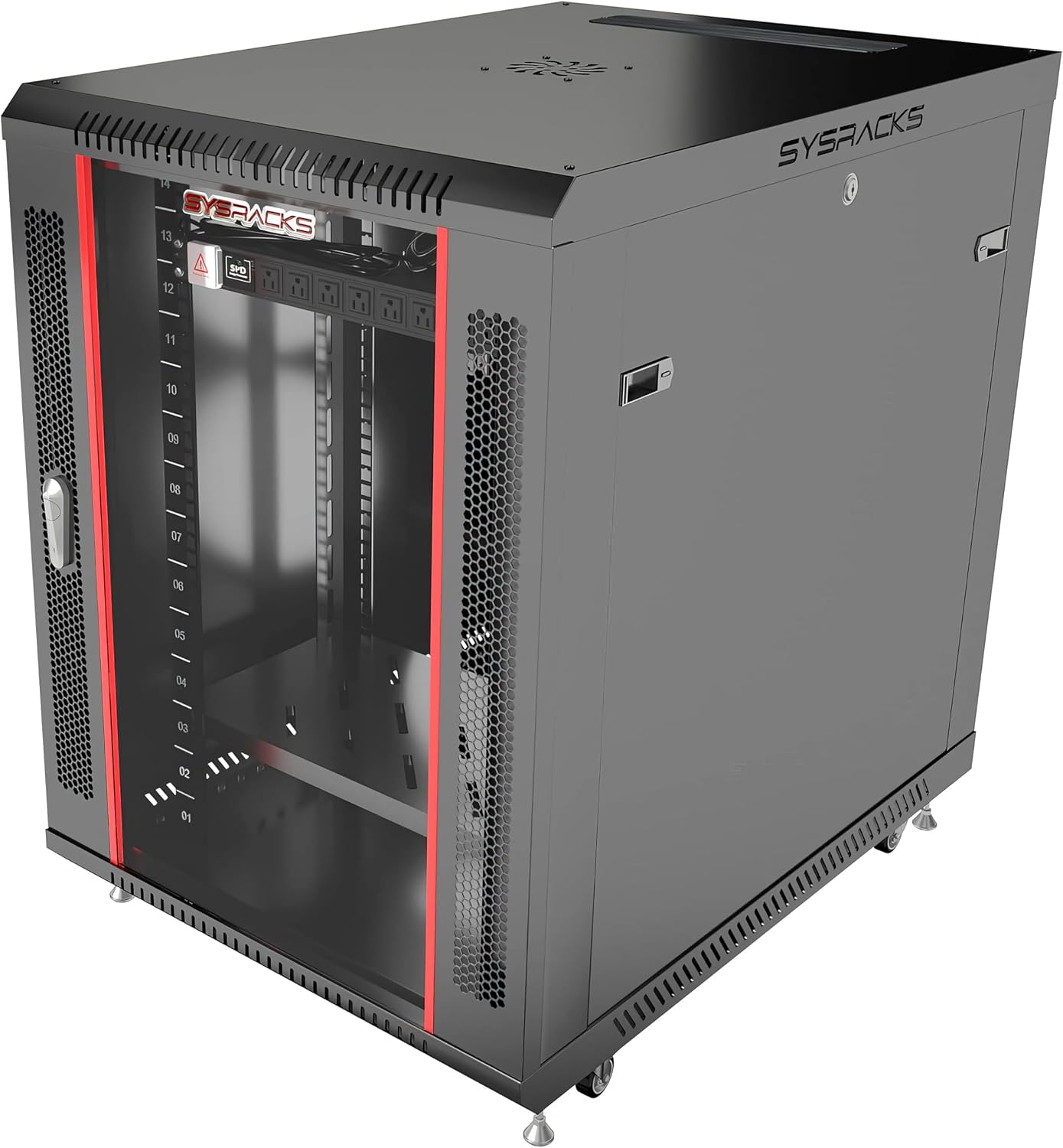 15U Server Rack Cabinet 35' Deep, Pre-Configured Network Enclosure on Wheels with PDU, Fan & Shelf, Lockable IT Rack for Small Business, Office & AV Equipment