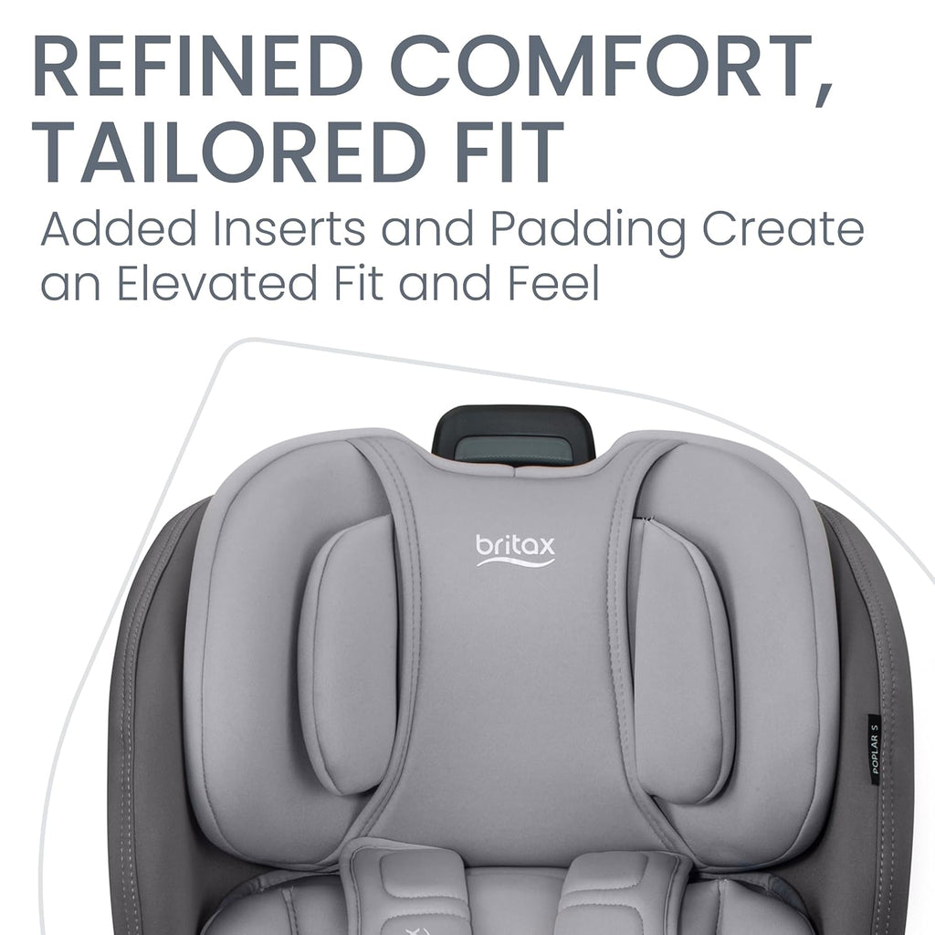Britax Poplar S Convertible Car Seat, 2-in-1 Car Seat Extended Rear Facing, 17' Slim Car Seat Design with Fast & Easy ClickTight Installation, Anti-Rebound Bar & SafeWash Fabrics — Glacier Graphite