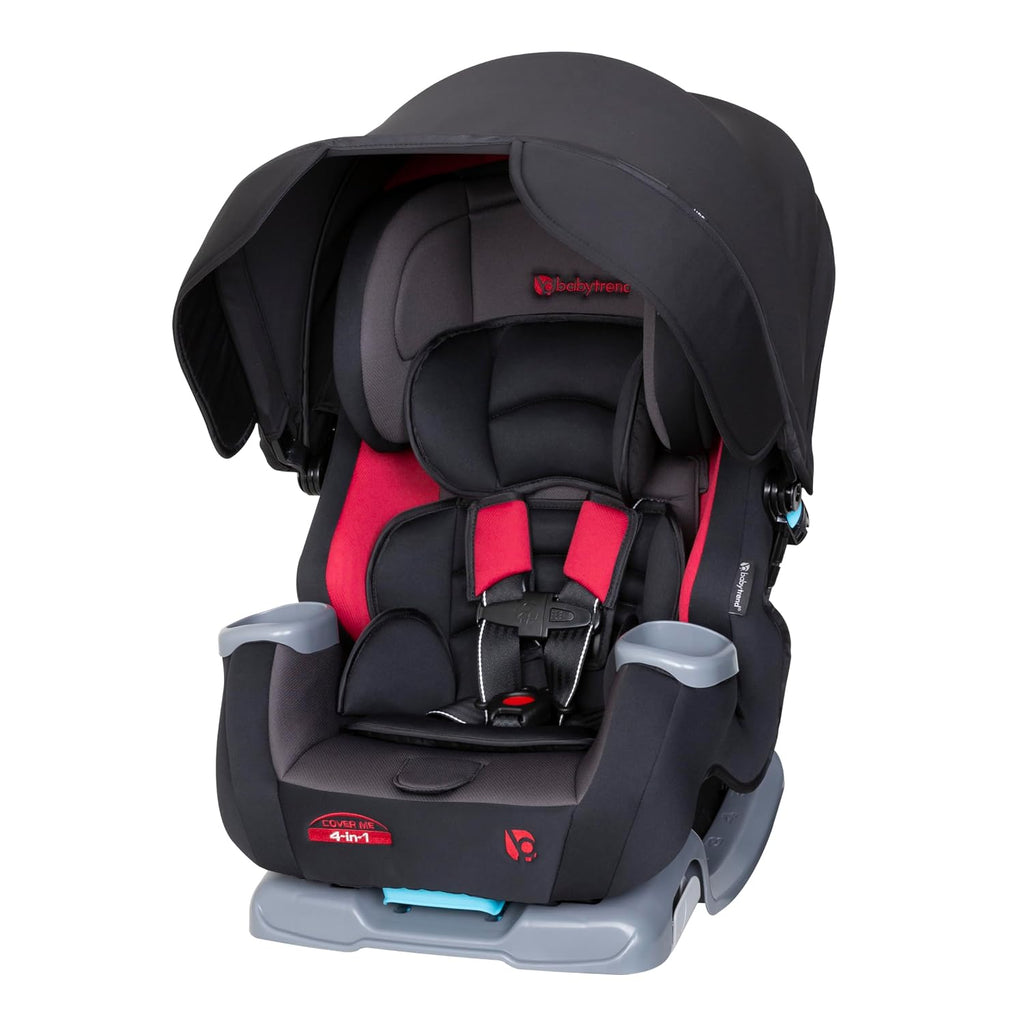 Baby Trend Cover Me™ 4-in-1 Convertible Car Seat, Scooter – Built-in Canopy, 4-Stage Growth System, Plush Comfort Padding, Multi-Position Recline