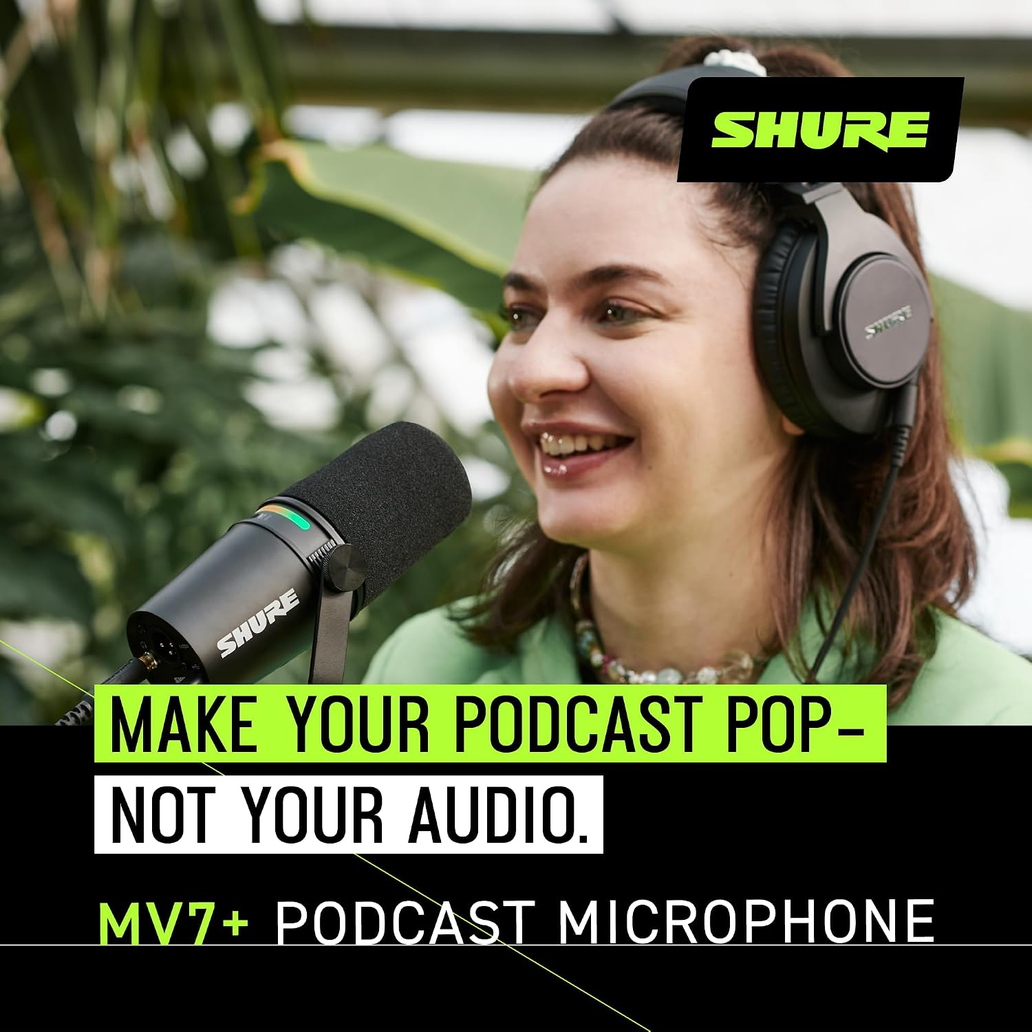 Shure MV7+ Dynamic Microphone – USB-C & XLR Podcast Mic for Streaming, Recording & Broadcasting, OBS Certified, Auto Level Mode, Digital Pop Filter, LED Panel, Black