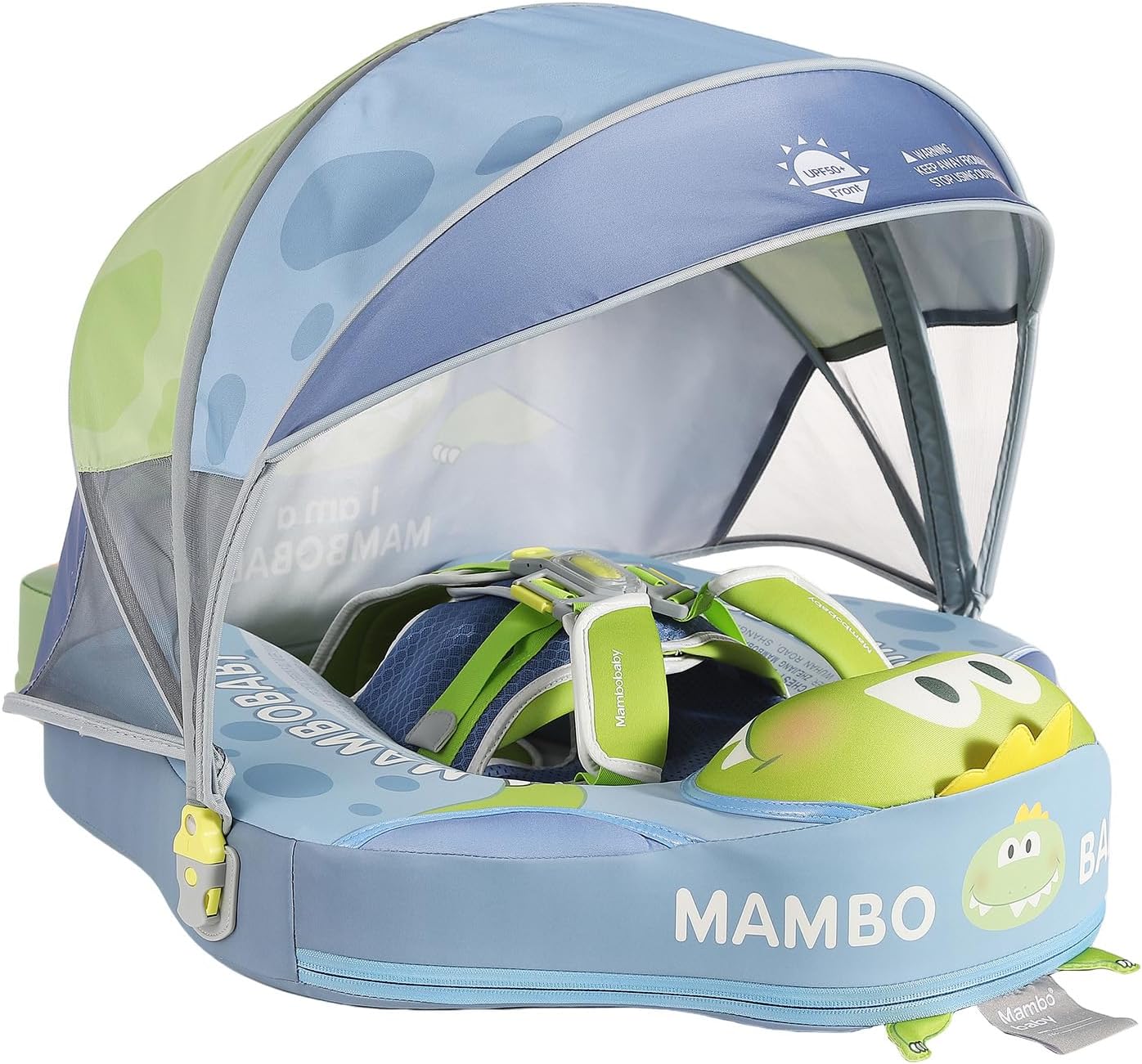 Mambobaby Float Deluxe Baby Pool Float: Safe & Comfortable Swim Trainer for Infants & Toddlers, Non-Inflatable Design, UV Protection Canopy, Fun Water Experience for Ages 3-24 Months