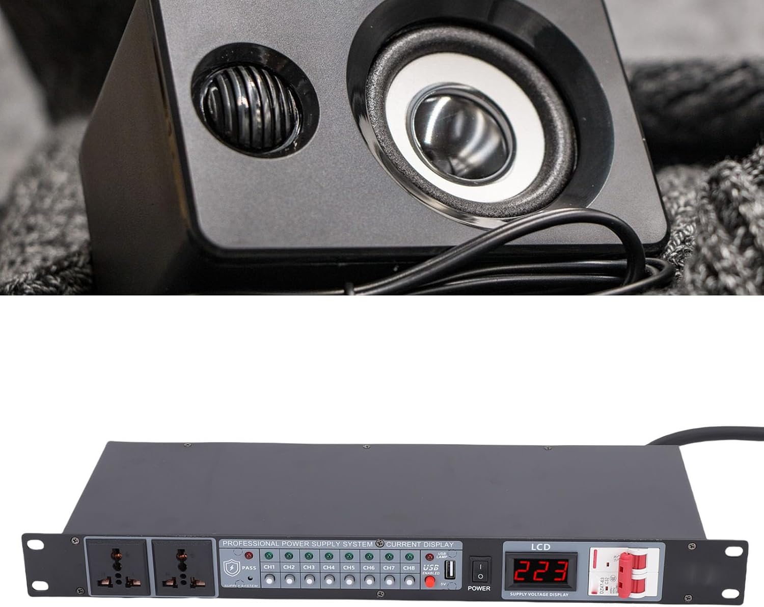 Power Sequencer Conditioner, 10 Channel Power Conditioner Surge Sequencer with Digital Voltage Display, Professional Power Sequence Controller for Stage Amplifier Speaker (US)