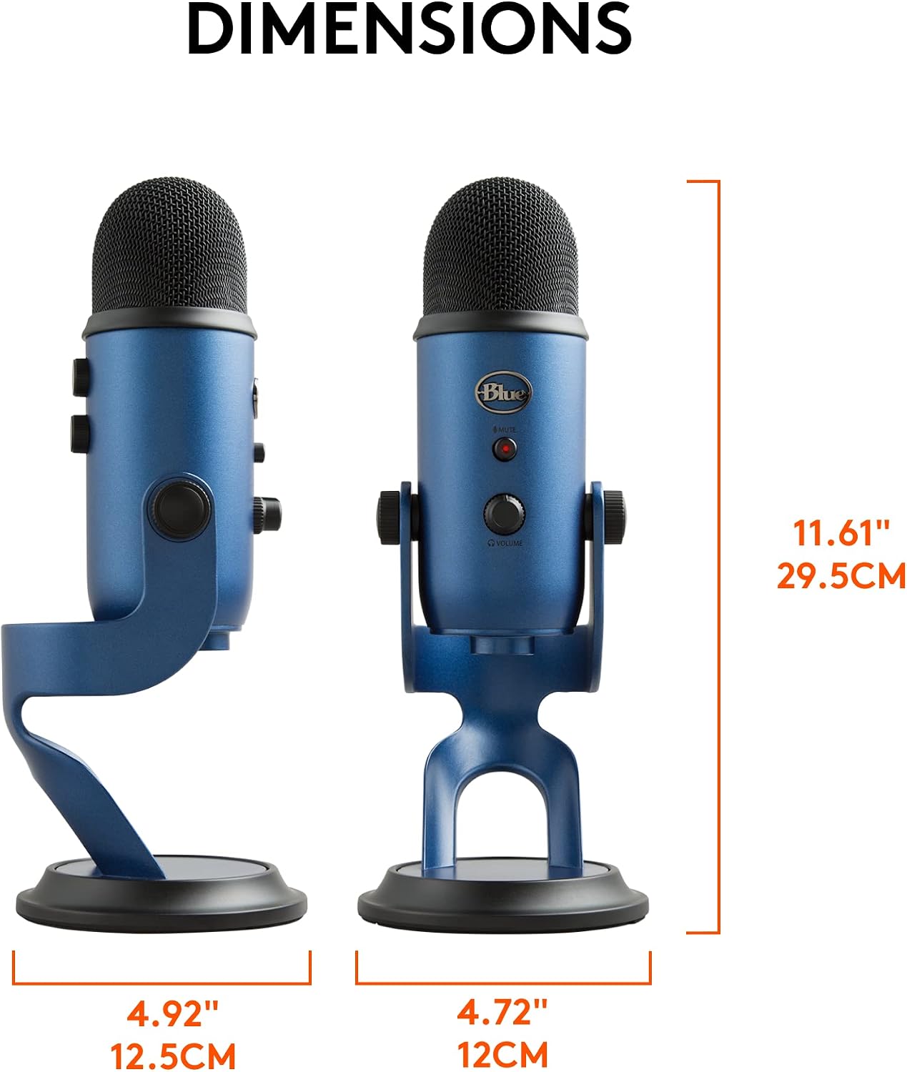 Logitech Creators Blue Yeti USB Microphone for PC, Mac, Gaming, Streaming, Podcasting, Studio and Computer Condenser Mic with Blue VO!CE Effects, 4 Pickup Patterns, Plug and Play - Midnight Blue