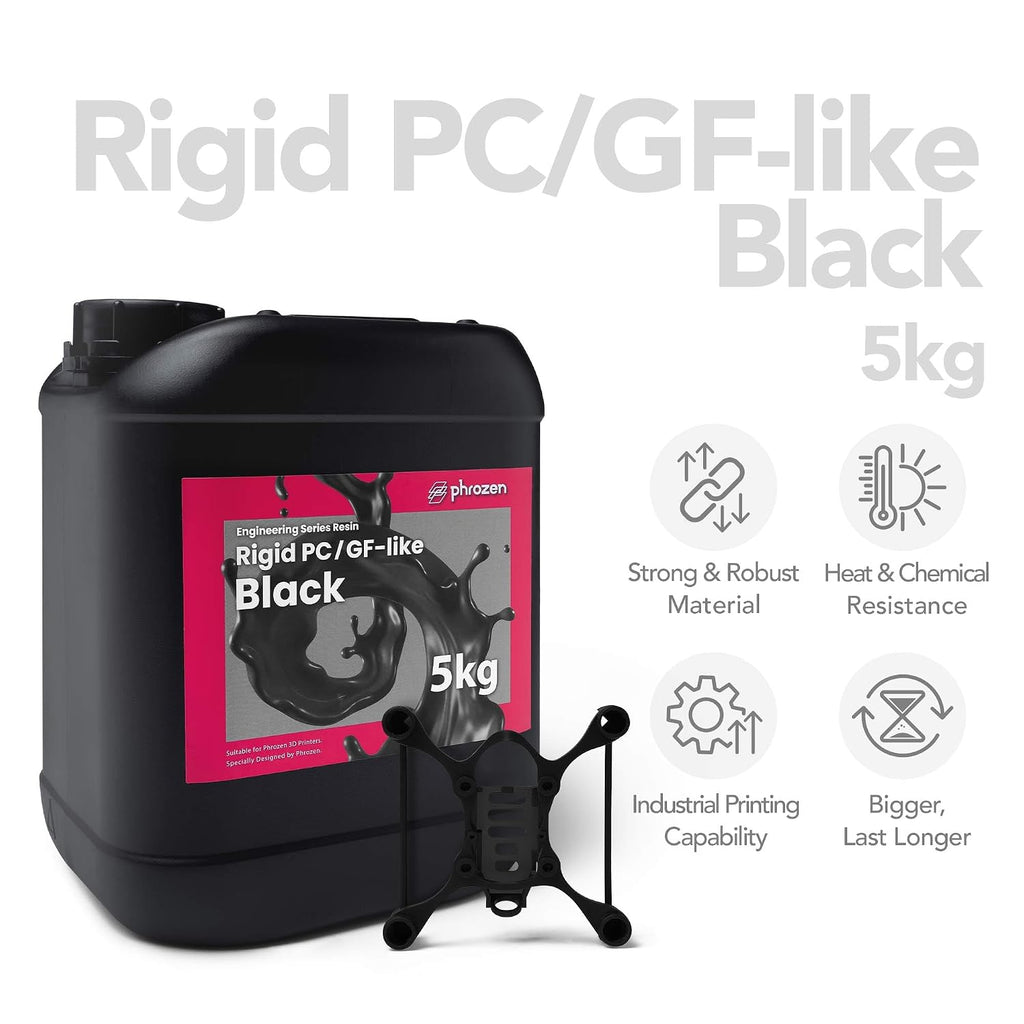 phrozen 3D Printer Functional Resin [Rigid: PC/GF-Like, Black], 405nm DLP LCD UV-Curing Photopolymer Resin High Toughness for Plastic Models, 3C Devices, Industry Applications, Prototyping (5KG)