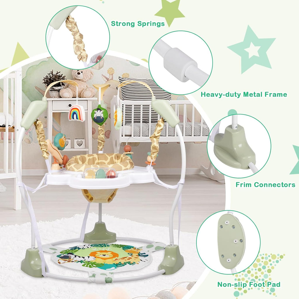Baby Activity Center, Infant Jumpers and Bouncers with Music, Lights, Infant Toys, 360°Rotating Seat, 3 Adjustable Heights, Baby Play and Learning Center for 6+ Months